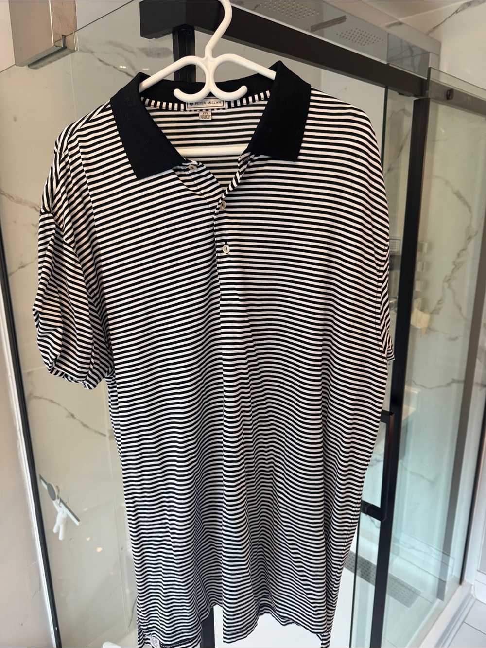Peter Millar Black and White Striped Polo